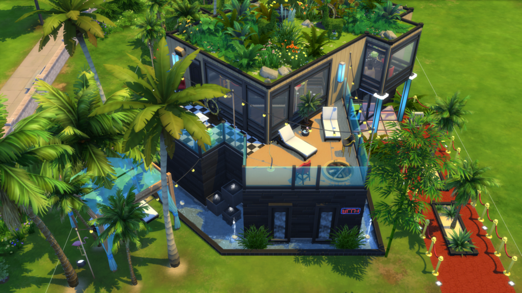 Beach themed club with red carpet