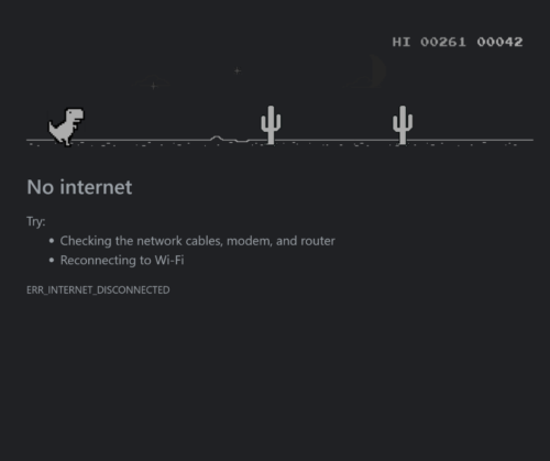 google chrome's no internet dinosaur game