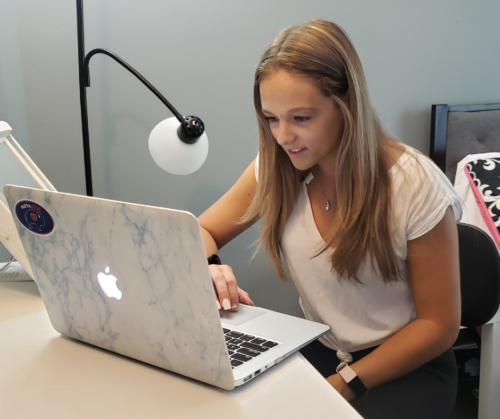 a girl on the computer